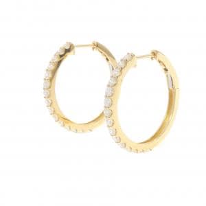 【新品】K18YG フープ ダイヤモンド ピアス 0.802CT
