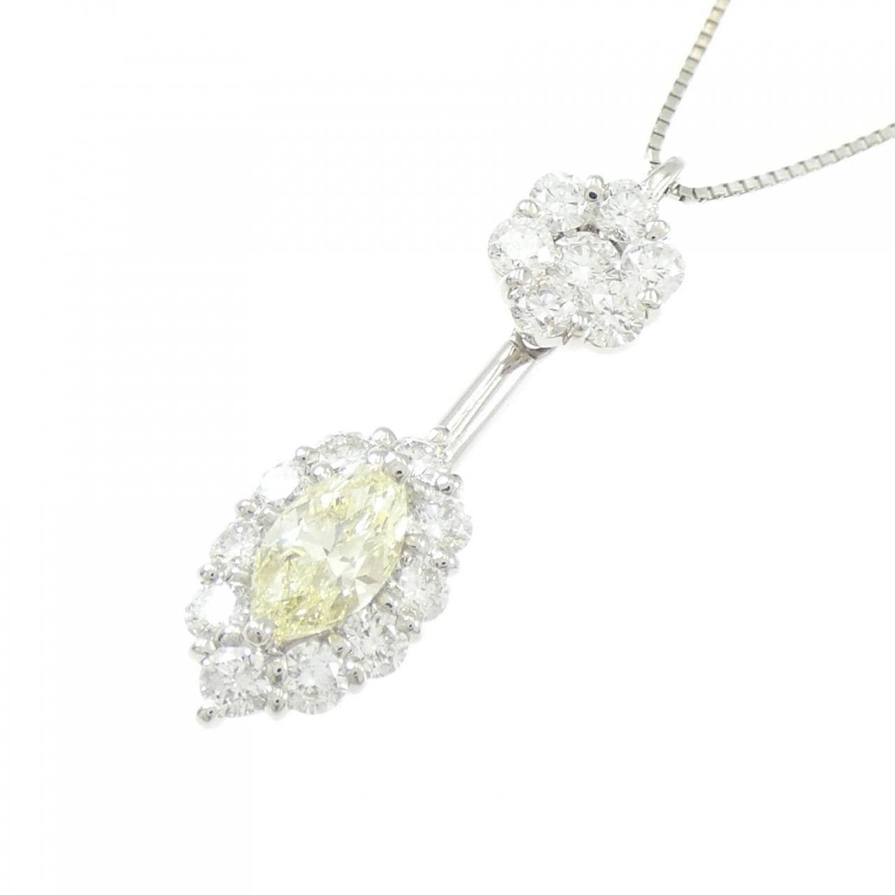 PT900/PT850 ダイヤモンド ネックレス 0.780CT LY VS2 マーキスカット