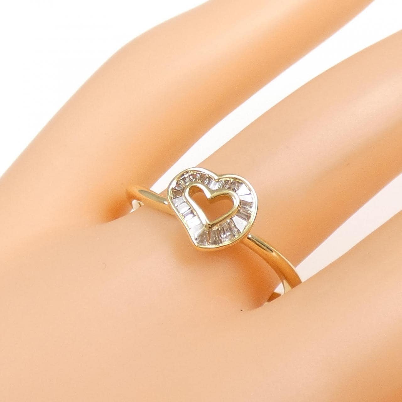 K18YG heart Diamond ring 0.14CT
