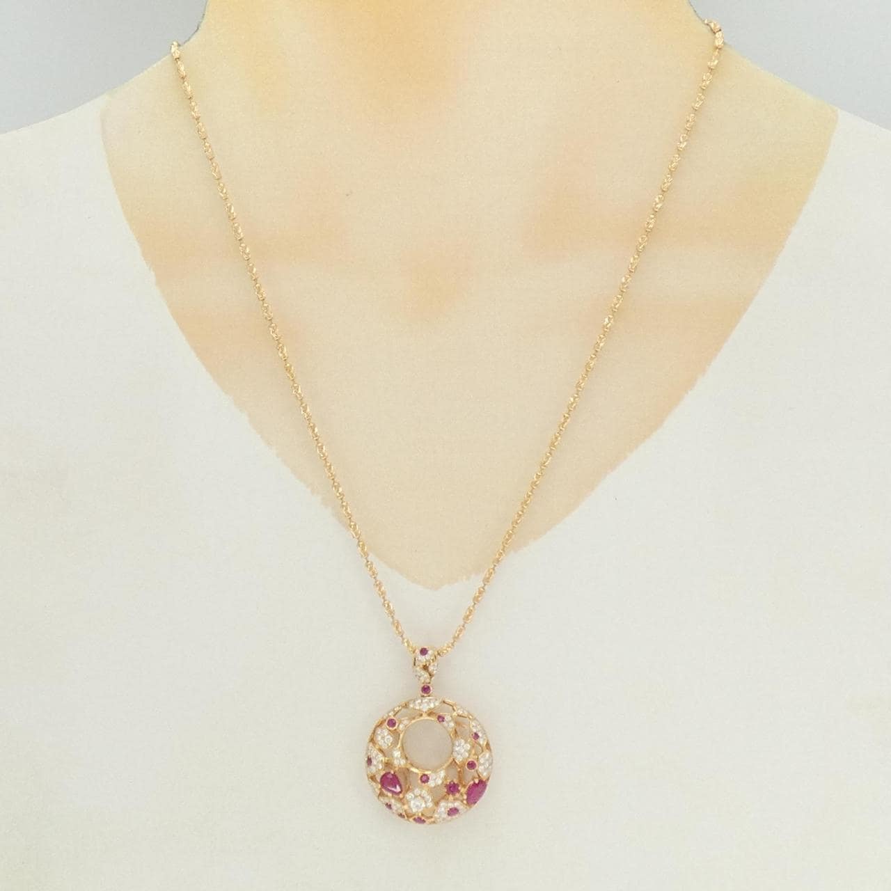18KPG/K18PG ルビー ネックレス 1.97CT