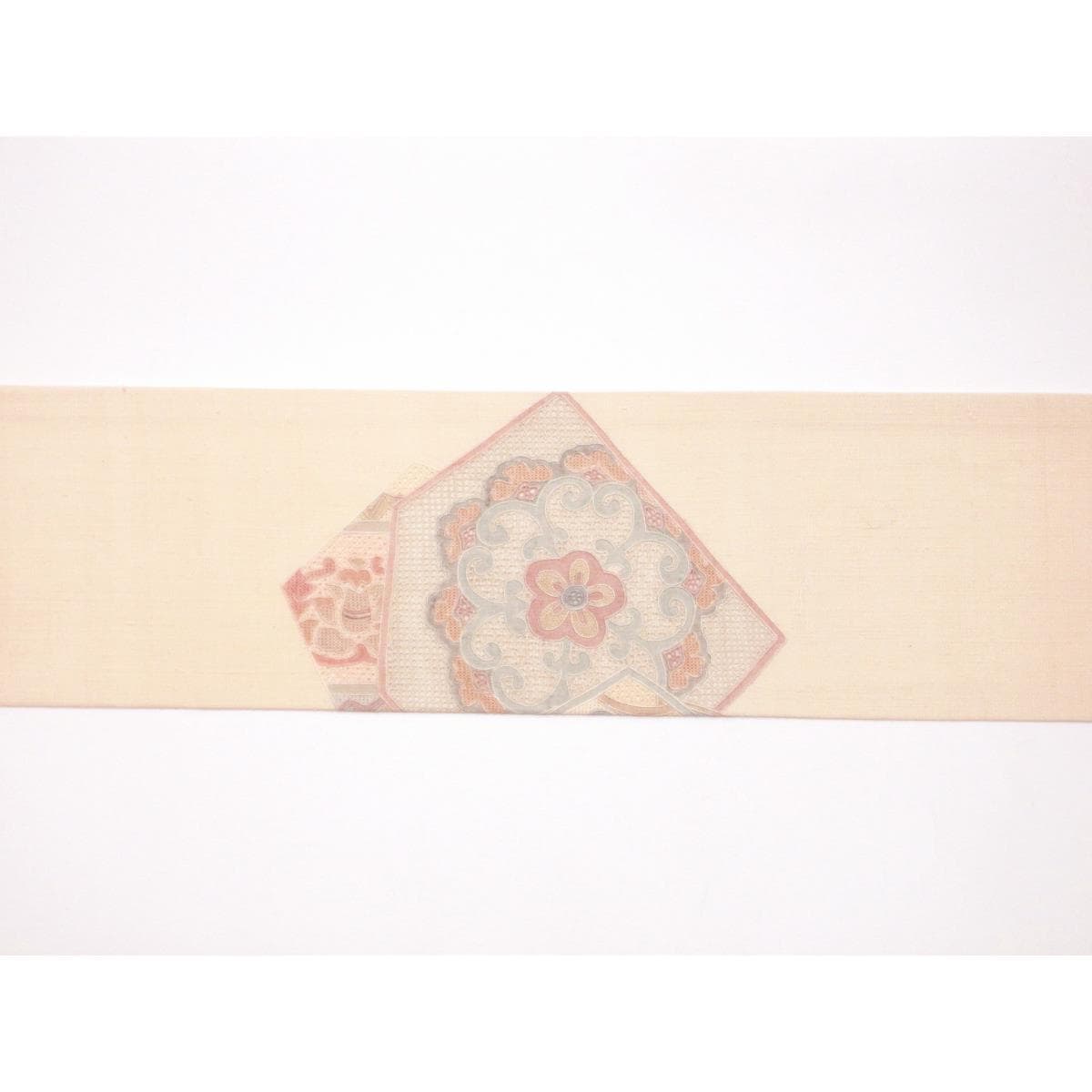 名古屋帯　紬織　汕頭刺繍