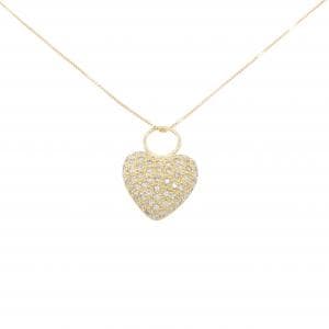 K18YG ハート パヴェ ダイヤモンド ネックレス 0.70CT