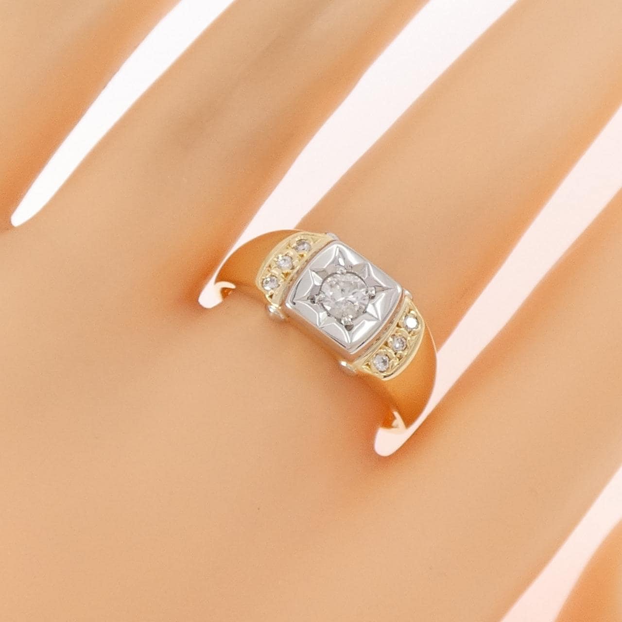 K18YG/PT900 ダイヤモンド リング 0.30CT