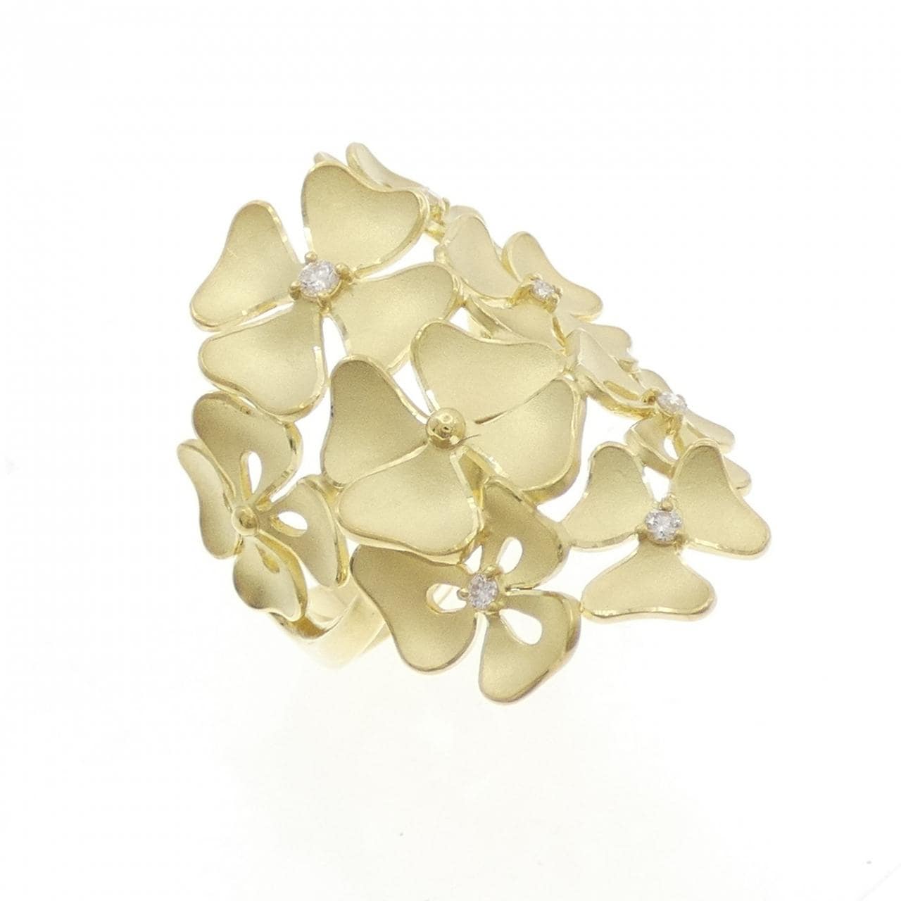 K18YG フラワー ダイヤモンド リング 0.10CT