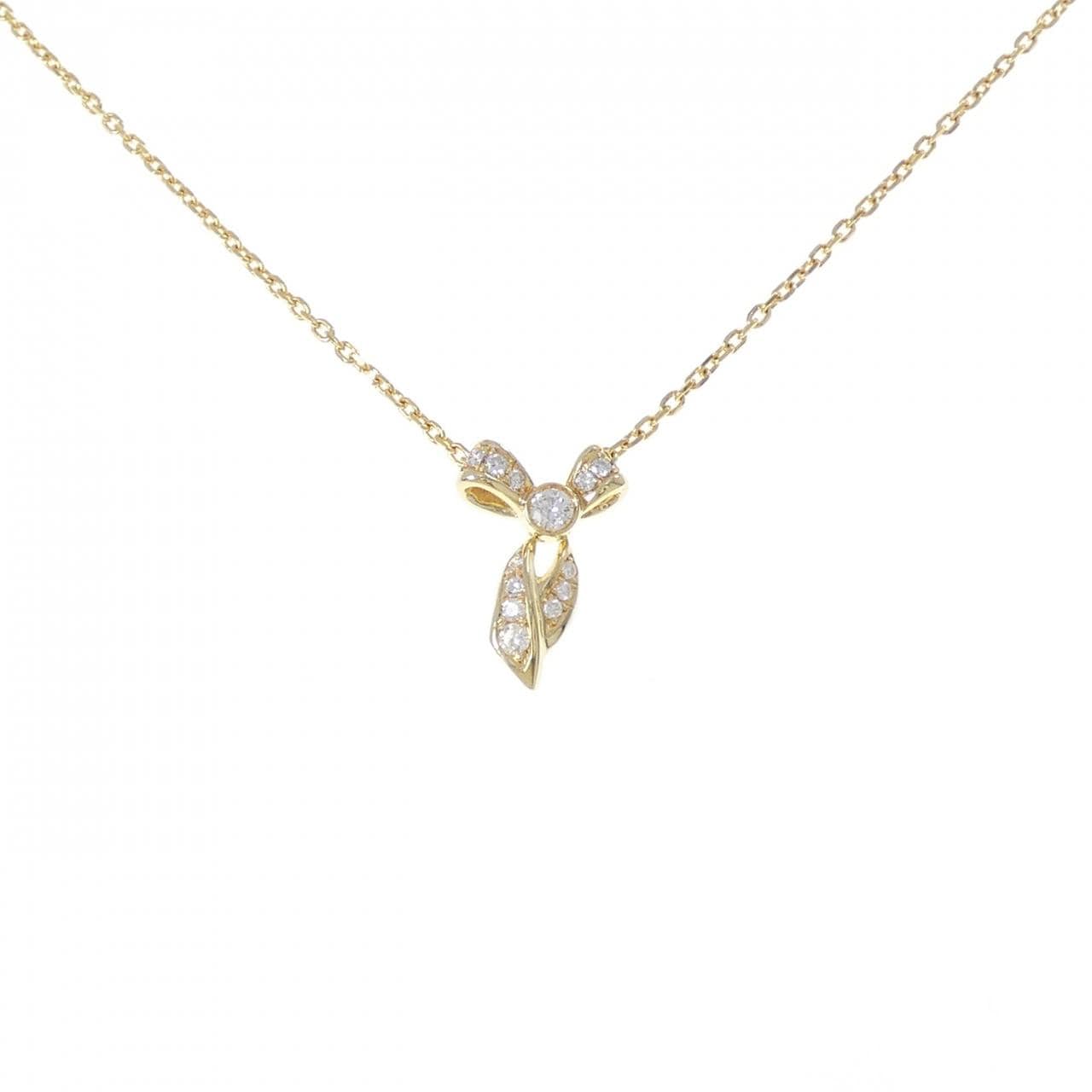 K18YG リボン ダイヤモンド ネックレス