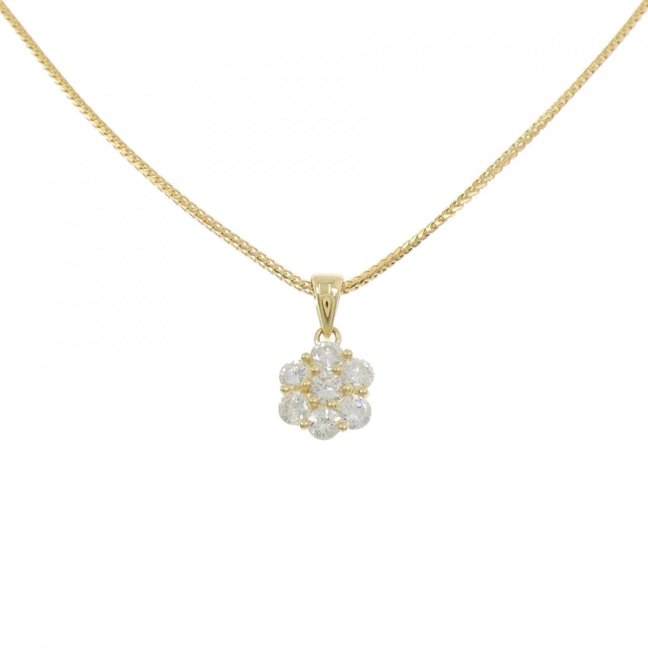 K18YG フラワー ダイヤモンド ネックレス 1.00CT