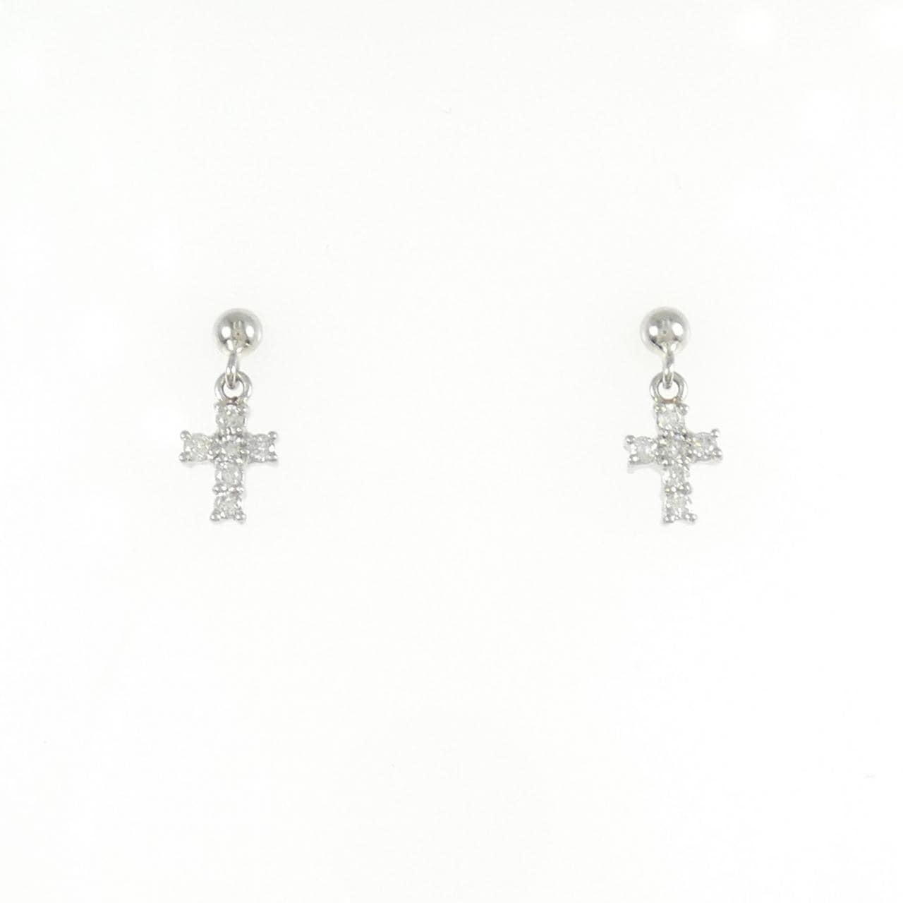 PT/PT900 クロス ダイヤモンド ピアス 0.12CT