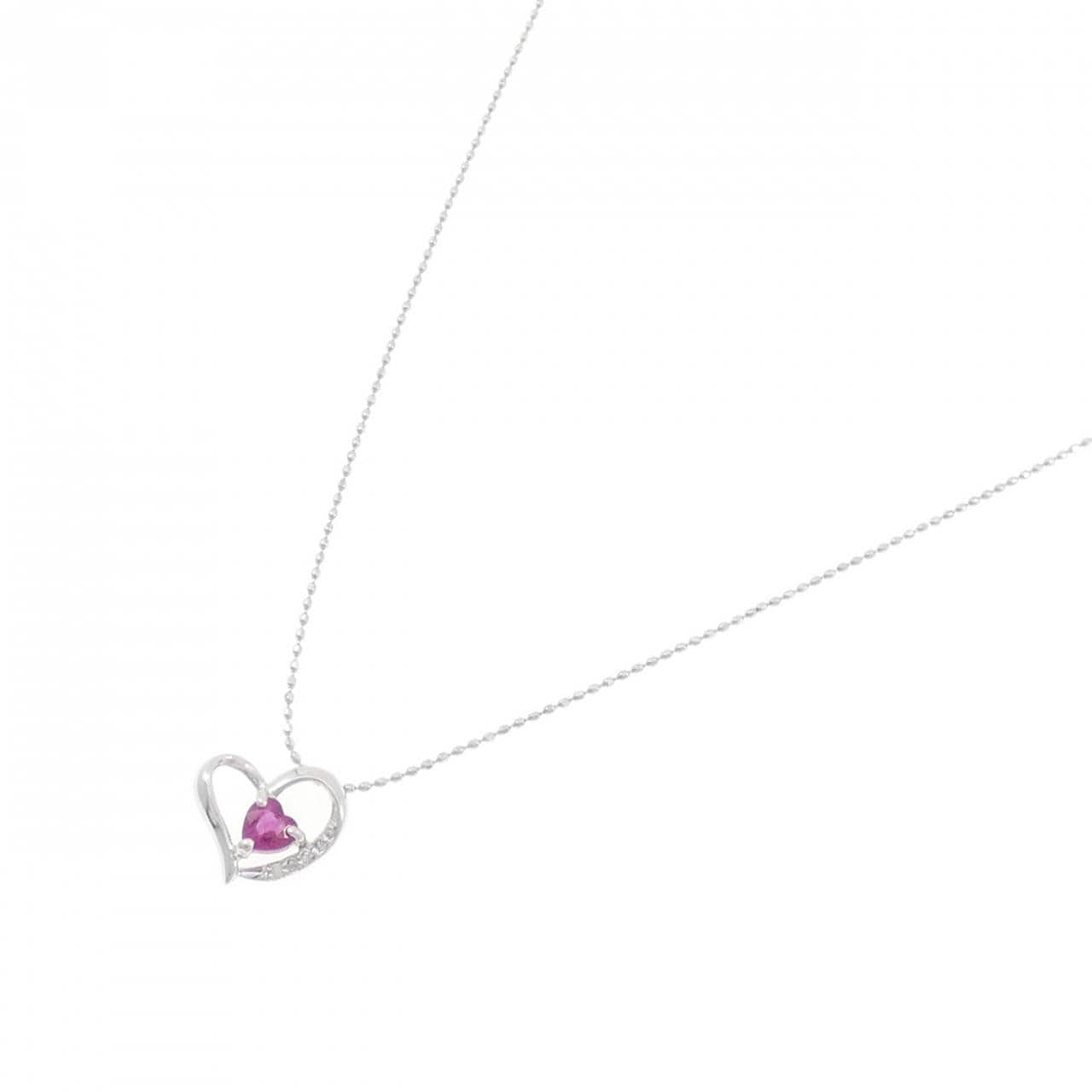 K10WG ハート ルビー ネックレス 0.28CT