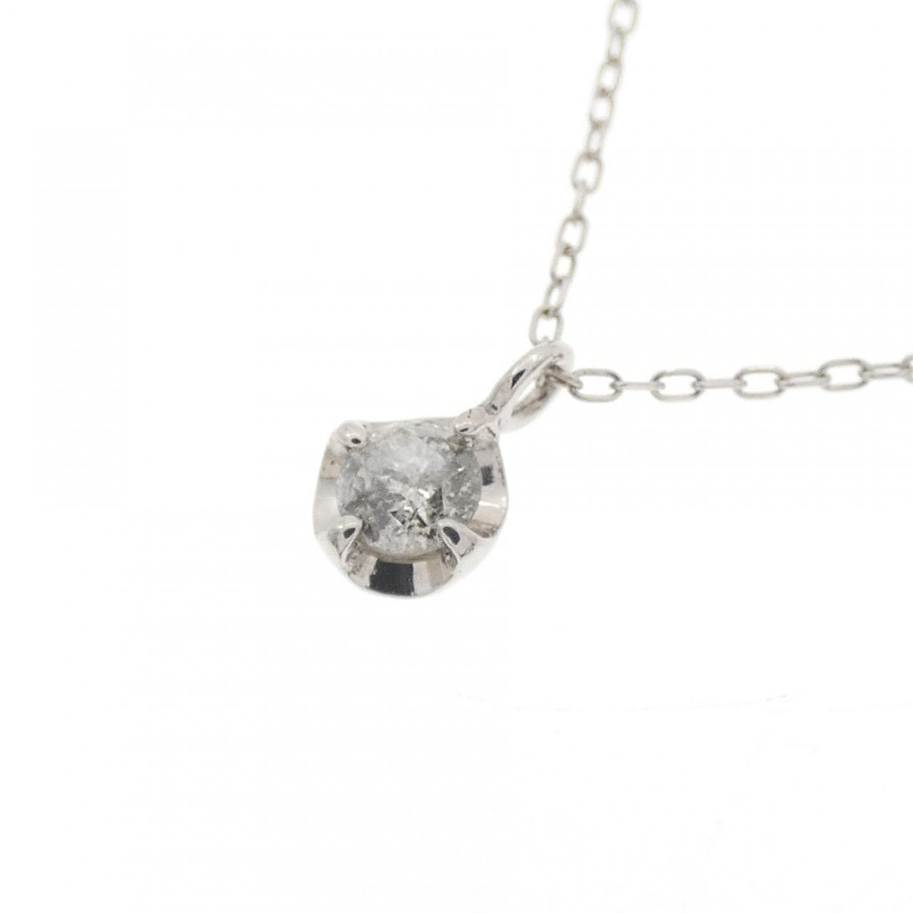 K18WG ソリティア ダイヤモンド ネックレス 0.15CT