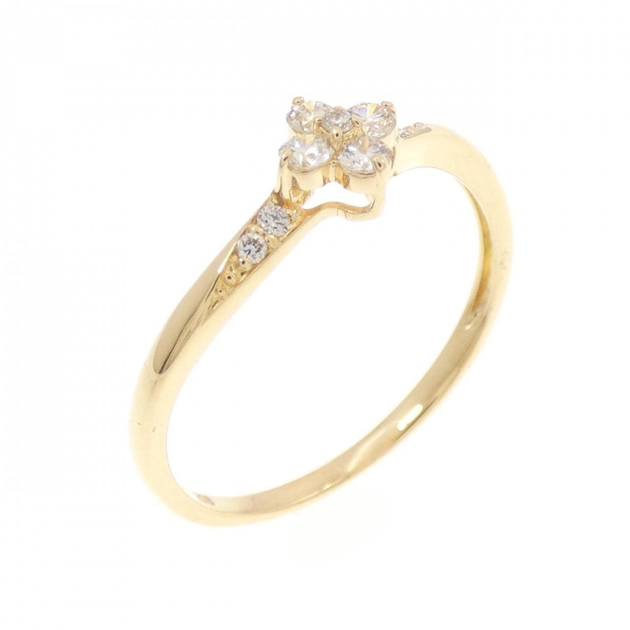 K18YG フラワー ダイヤモンド リング 0.15CT