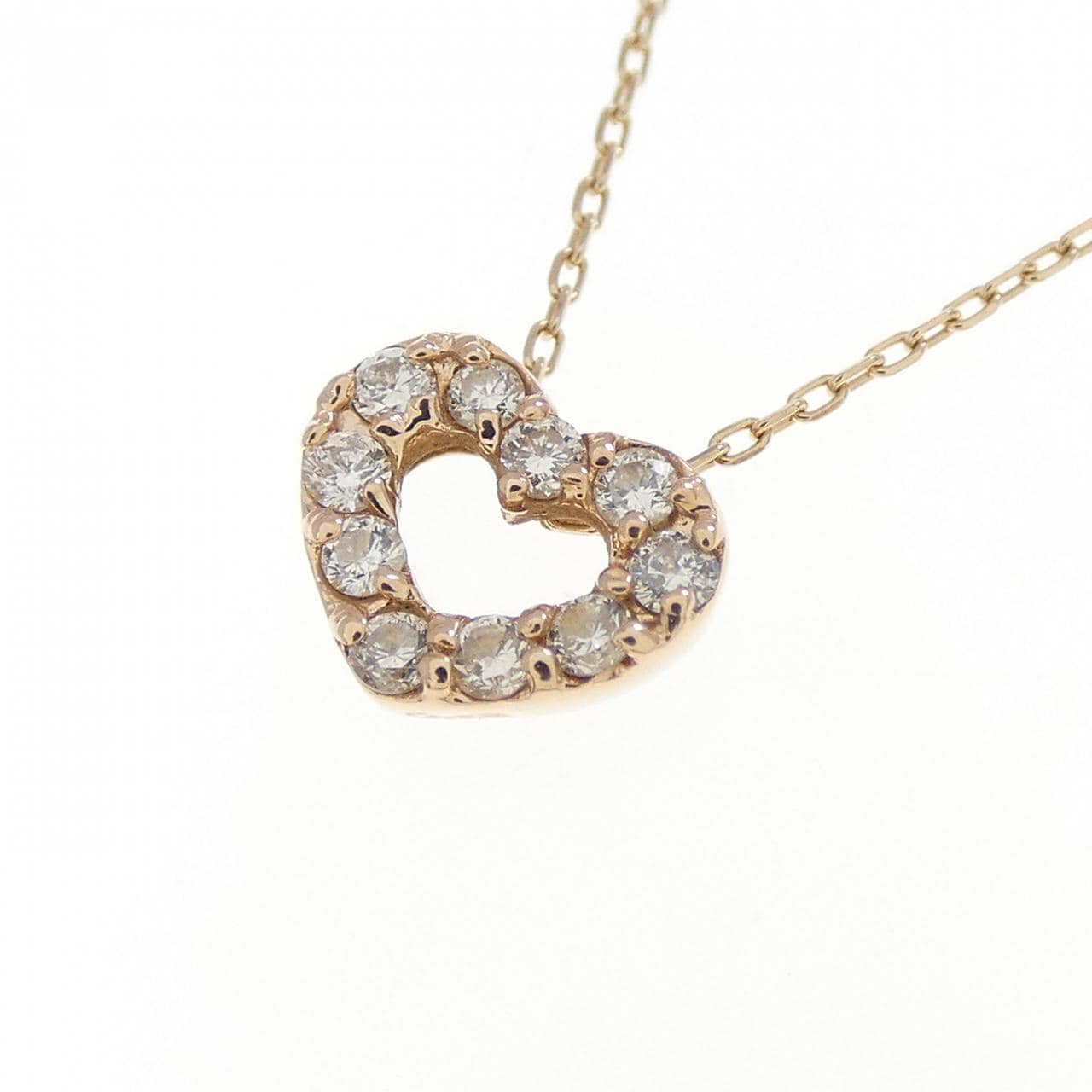 K10PG ハート ダイヤモンド ネックレス 0.10CT