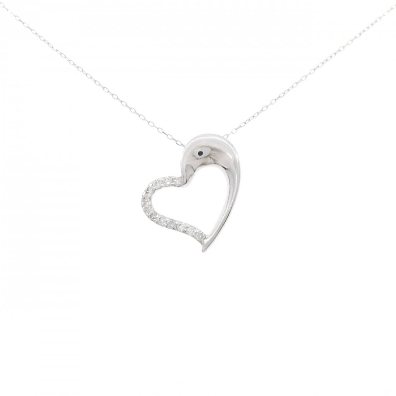K18WG ハート ダイヤモンド ネックレス 0.24CT