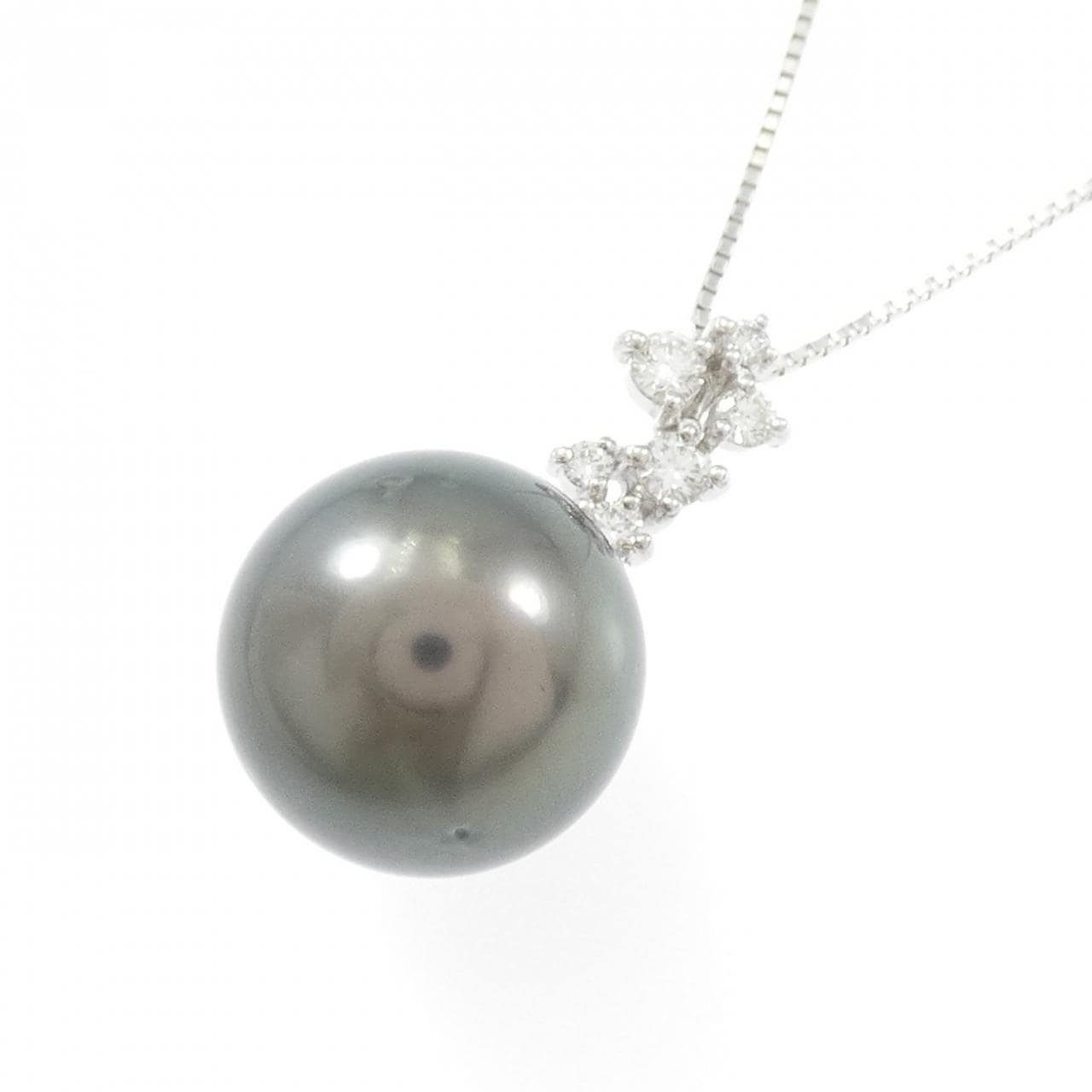 K18WG 黒蝶パール ネックレス 13.2mm