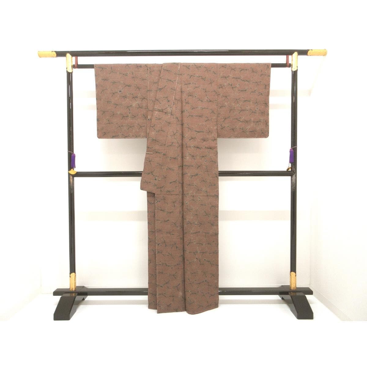 【未使用品】紬　六條ゆきやま紬　手ぐも絞り染　身幅２Ｌ寸【大嶋謙松】