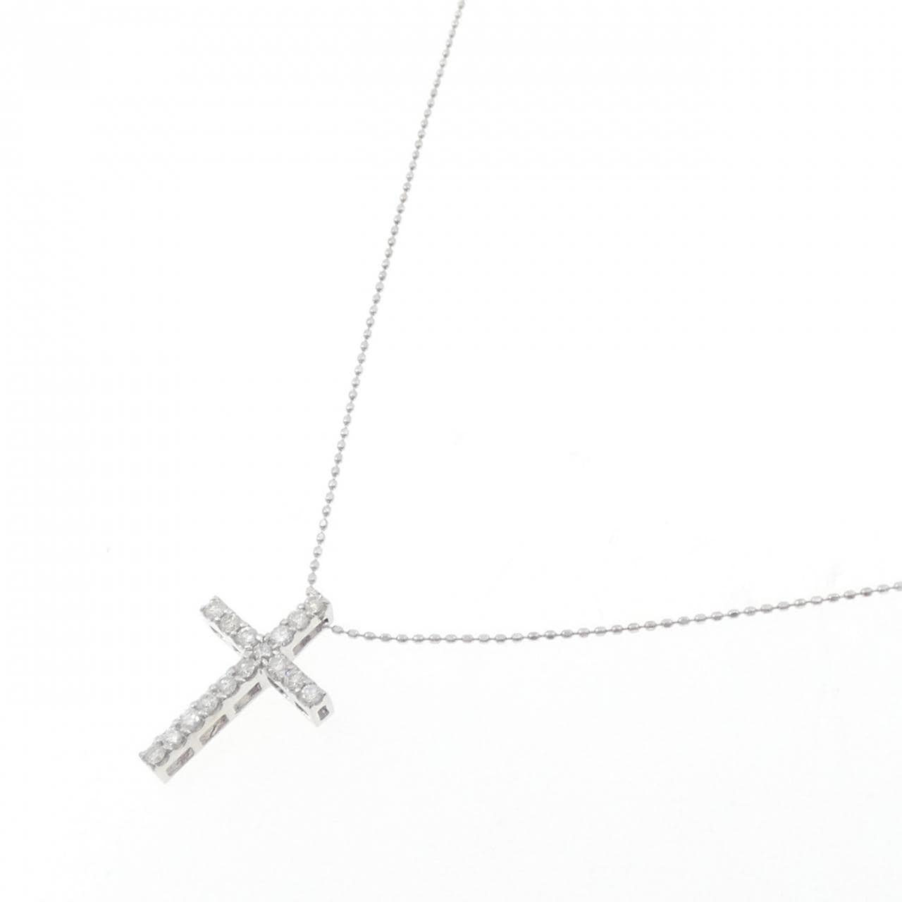 K18WG クロス ダイヤモンド ネックレス 0.32CT