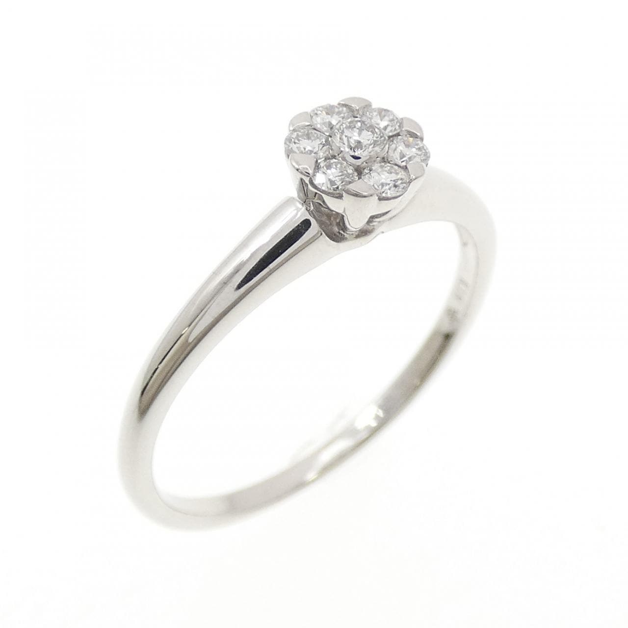 K18WG フラワー ダイヤモンド リング 0.15CT