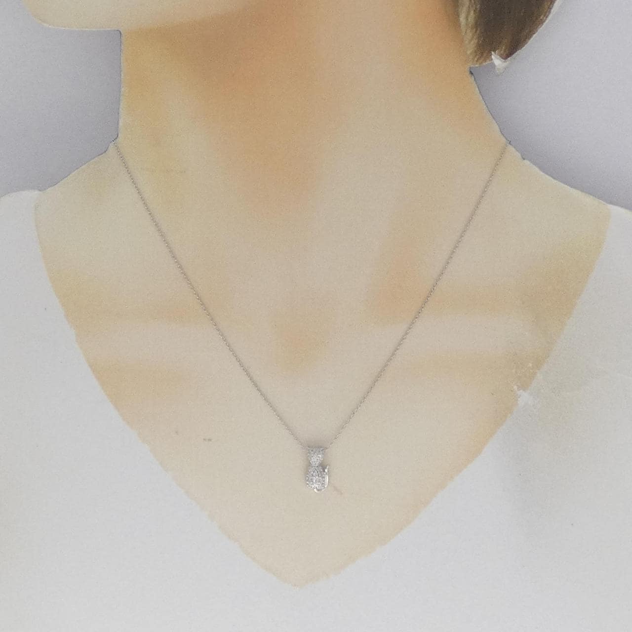 K10WG キャット ダイヤモンド ネックレス 0.20CT