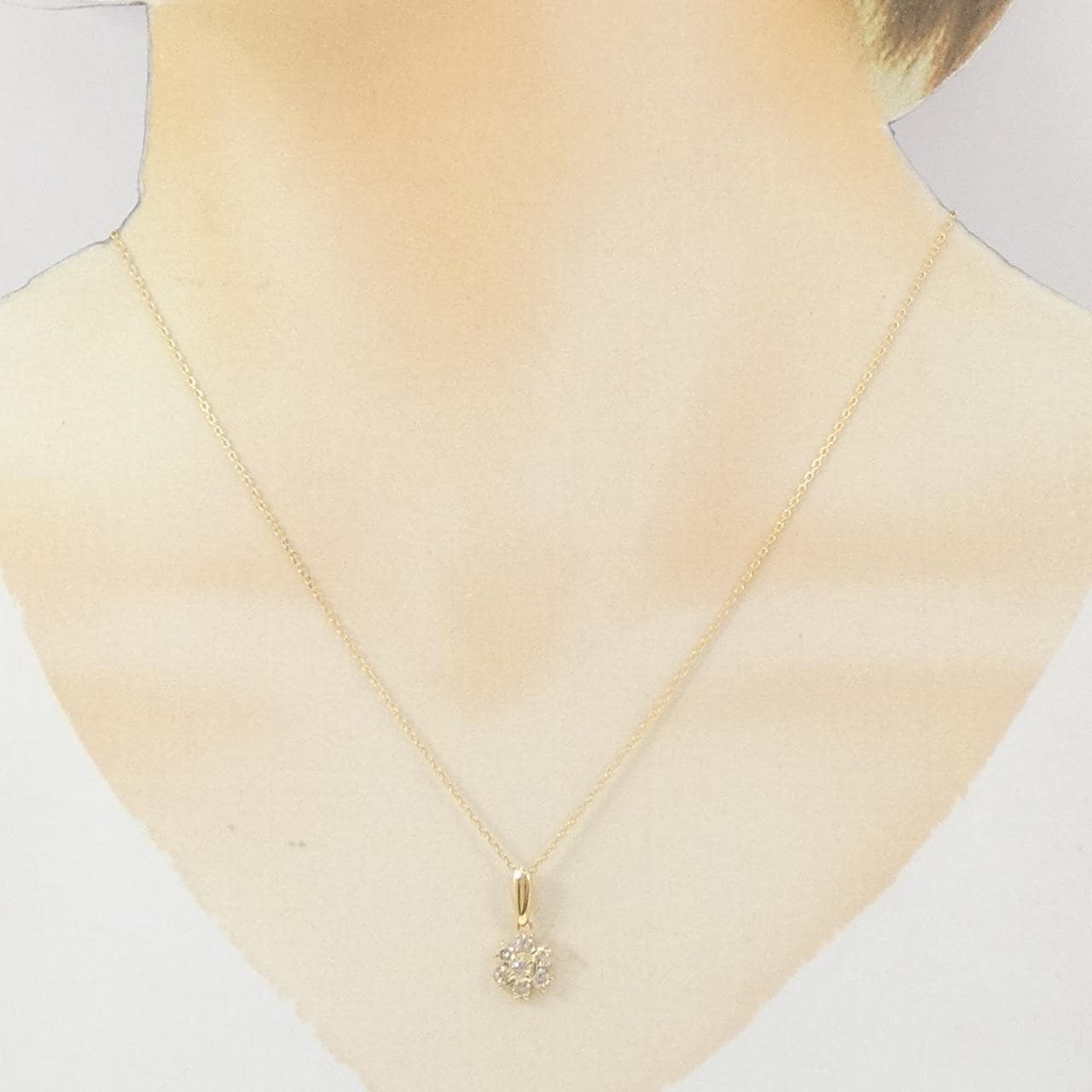 K18YG フラワー ダイヤモンド ネックレス 0.50CT