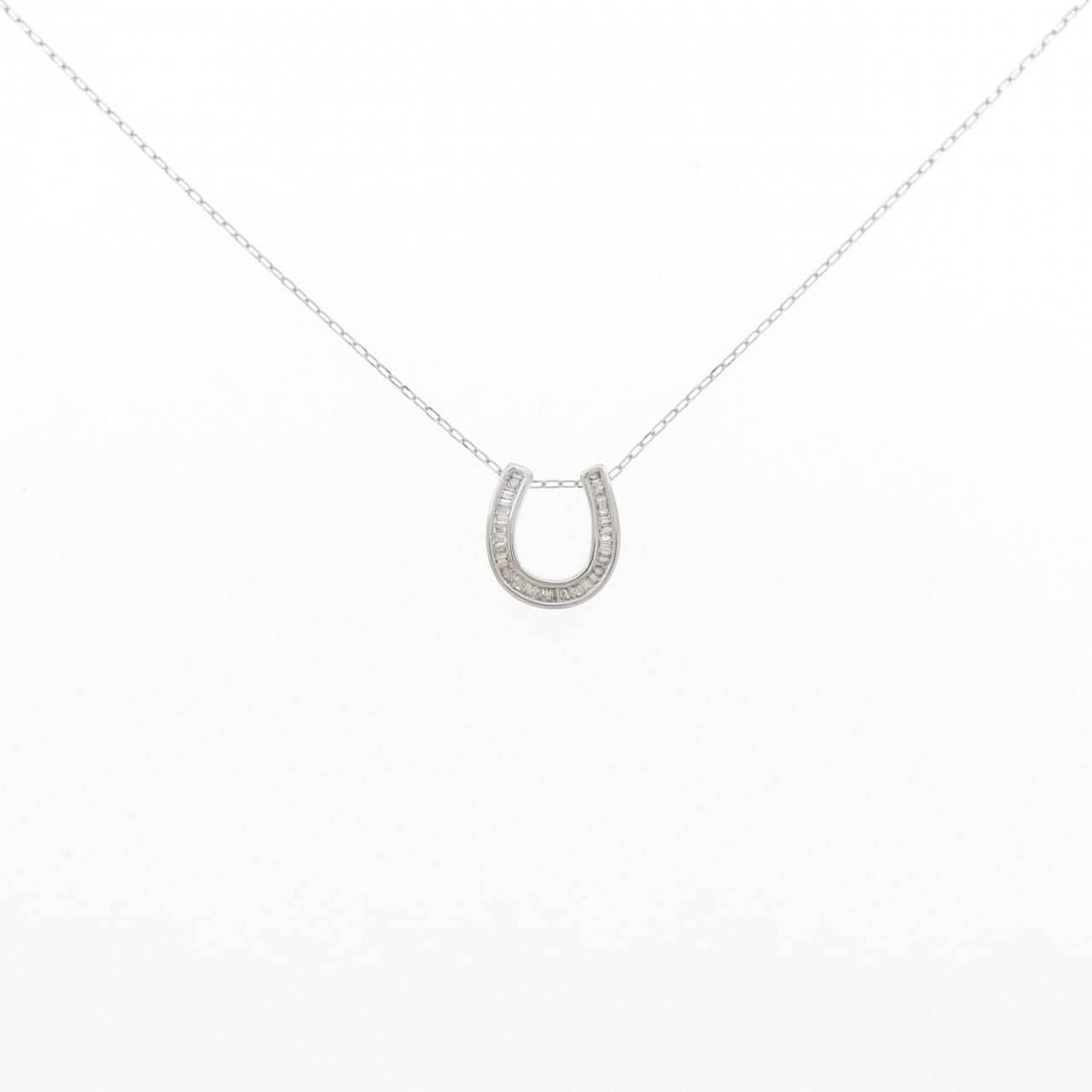 K18WG ホースシュー ダイヤモンド ネックレス 0.11CT