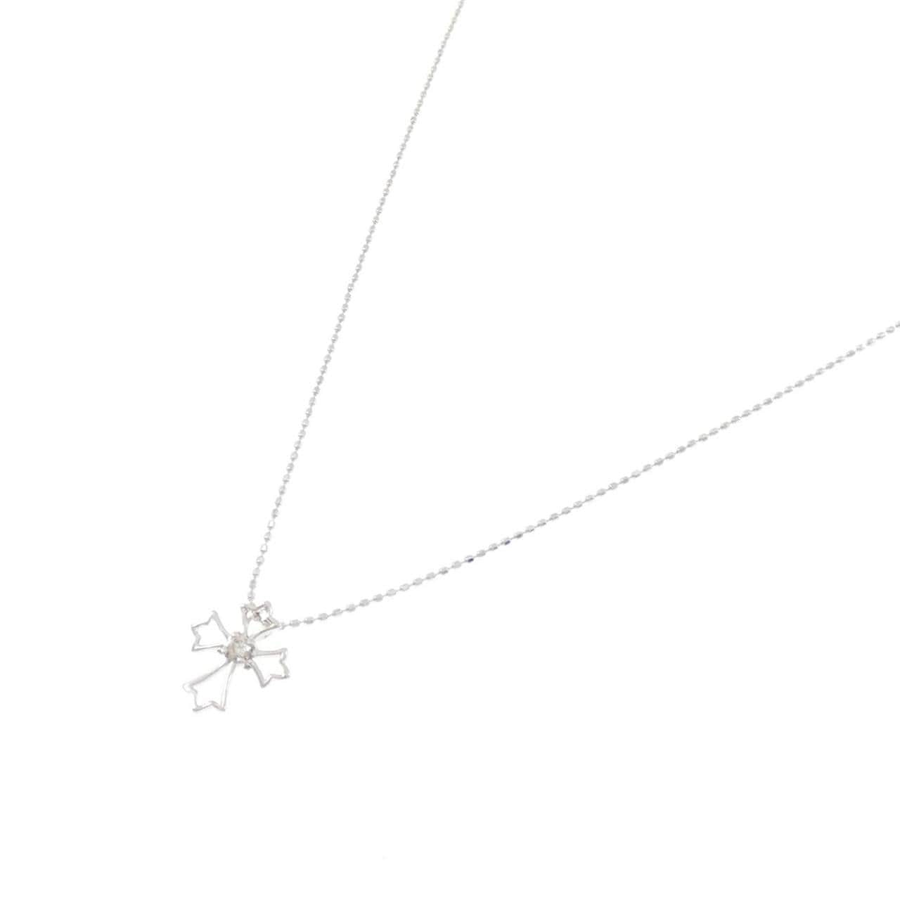 K18WG クロス ダイヤモンド ネックレス 0.05CT