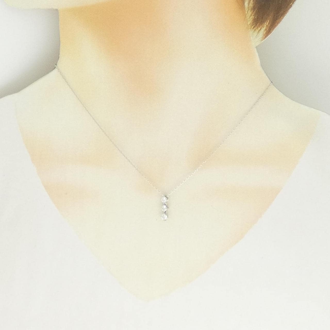 PT950/PT850 スリーストーン ダイヤモンド ネックレス 0.35CT