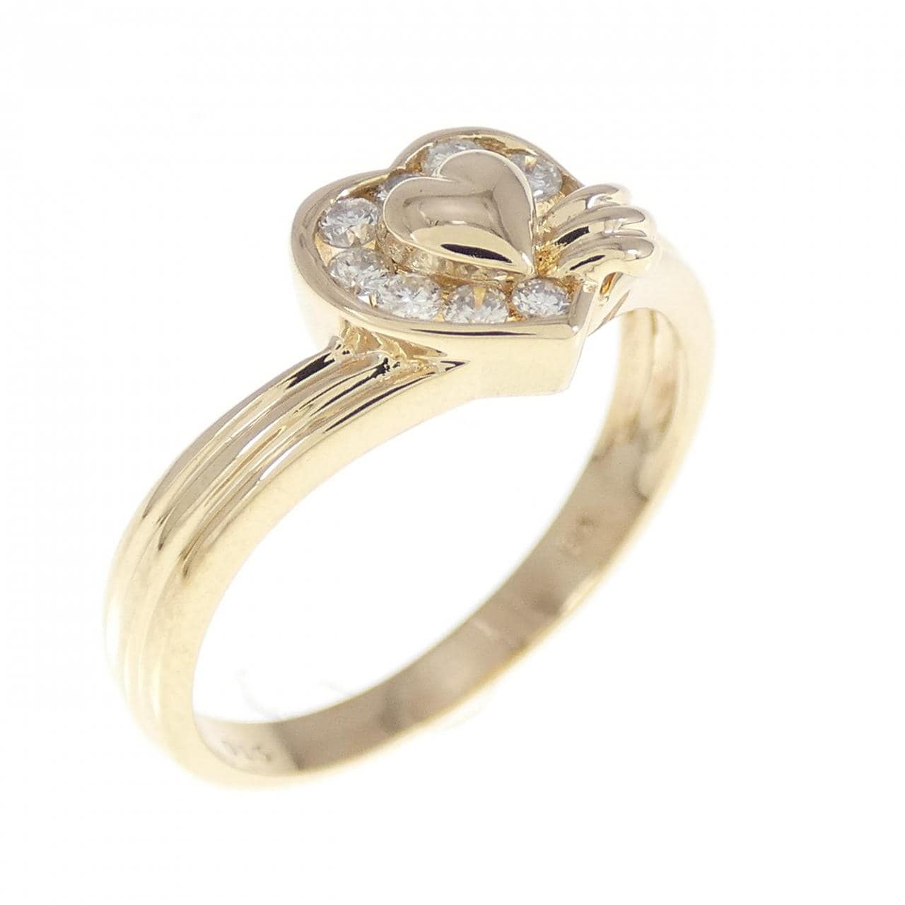 K18YG ハート ダイヤモンド リング 0.13CT