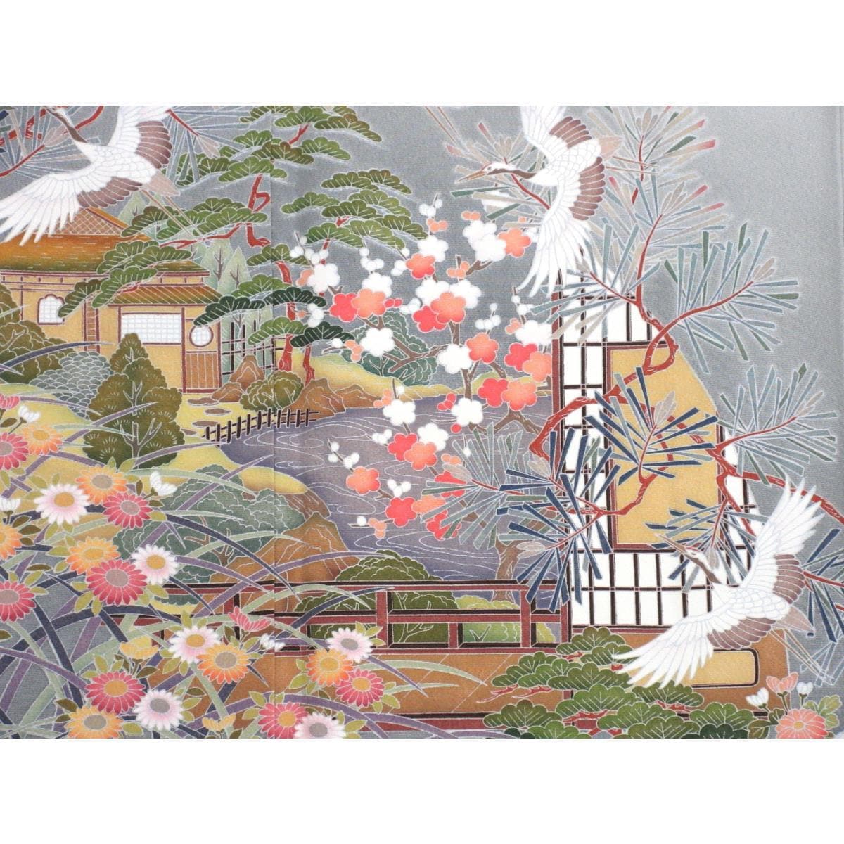 色留袖　友禅加工ボカシ染　下り藤