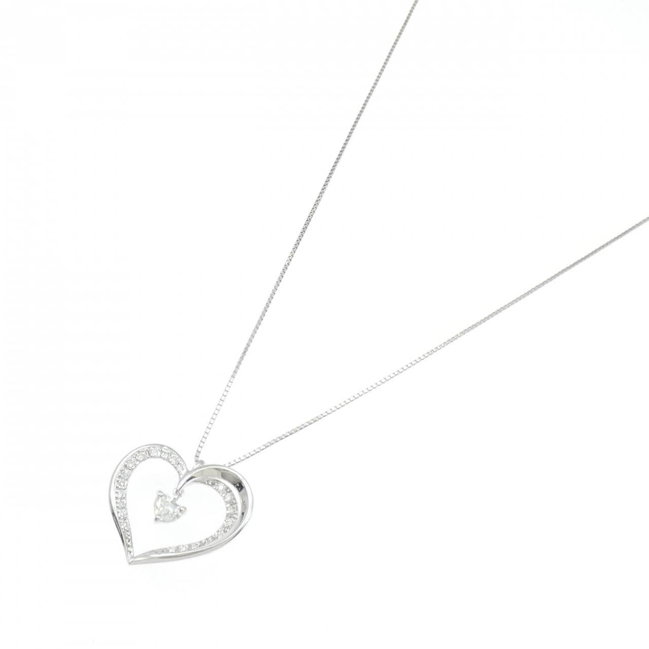K18WG ハート ダイヤモンド ネックレス 0.219CT