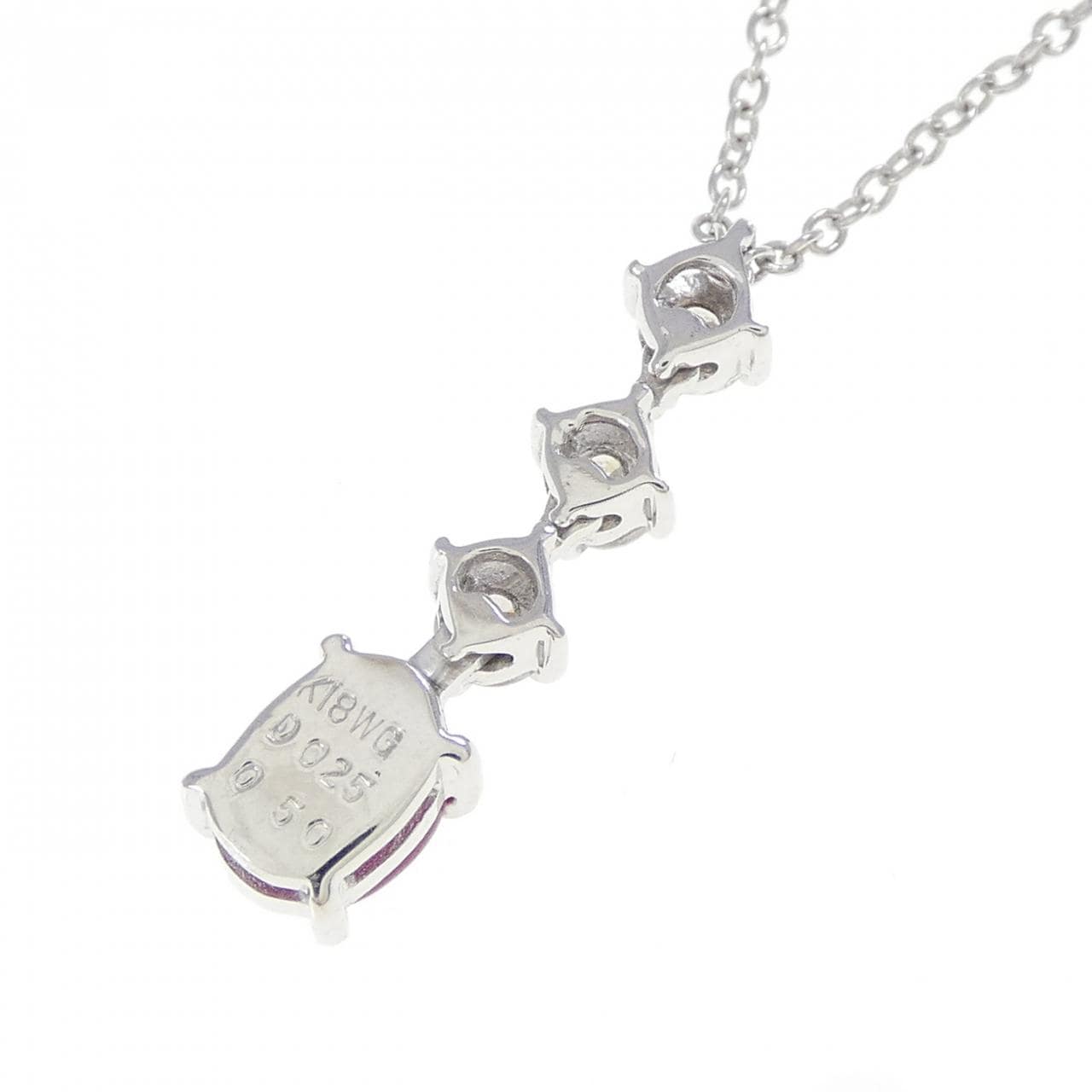 K18WG/750WG ルビー ネックレス 0.50CT