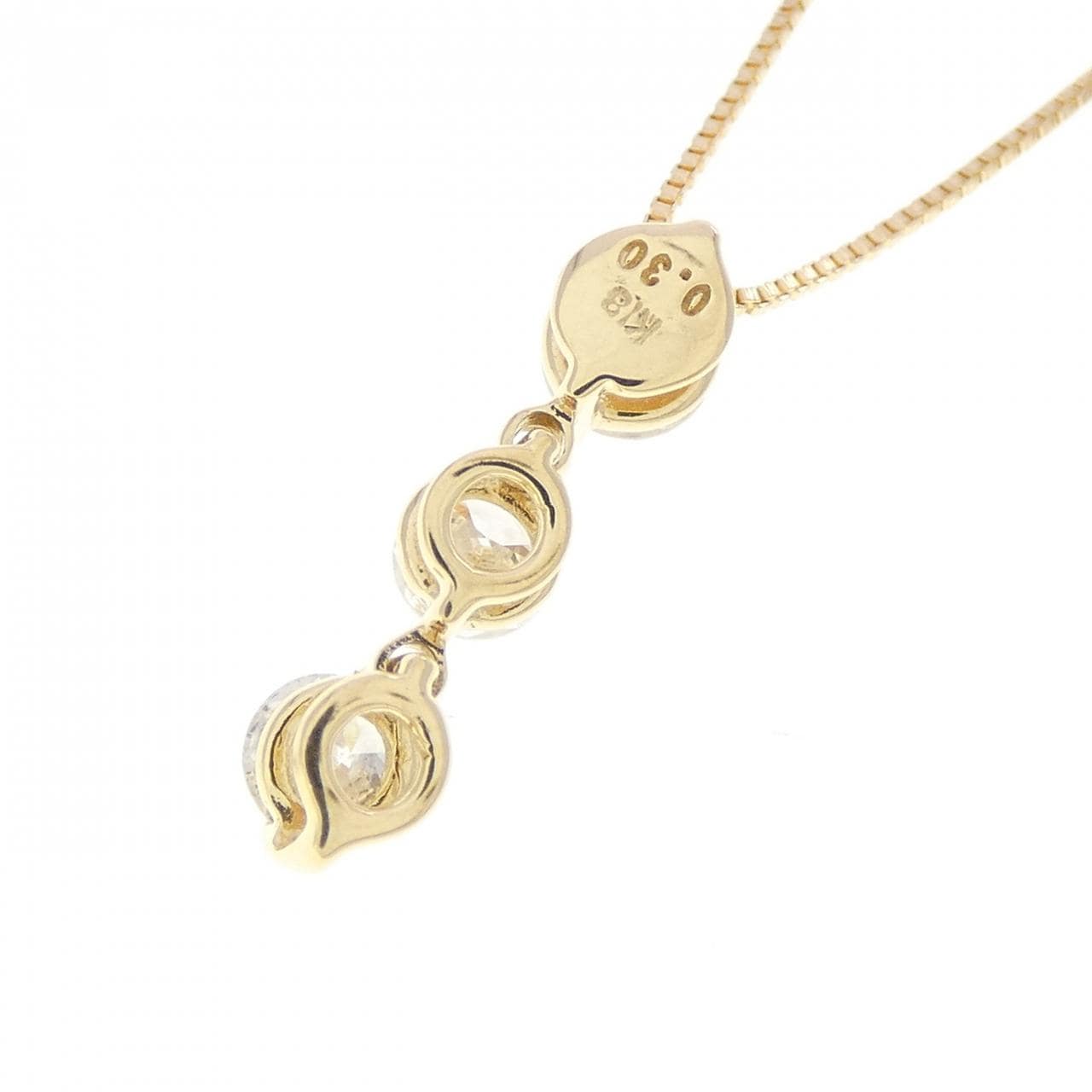 K18YG スリーストーン ダイヤモンド ネックレス 0.30CT