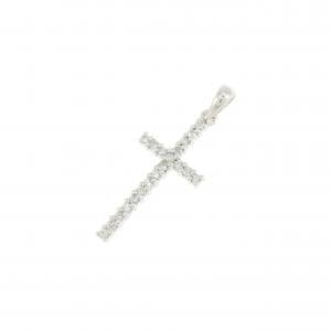 K18WG クロス ダイヤモンド ペンダント 0.20CT