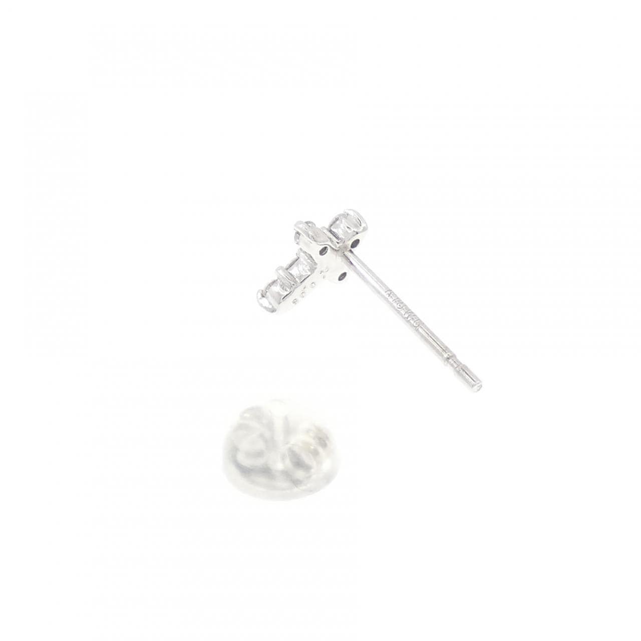 K18WG クロス ダイヤモンド ピアス 0.05CT 片耳