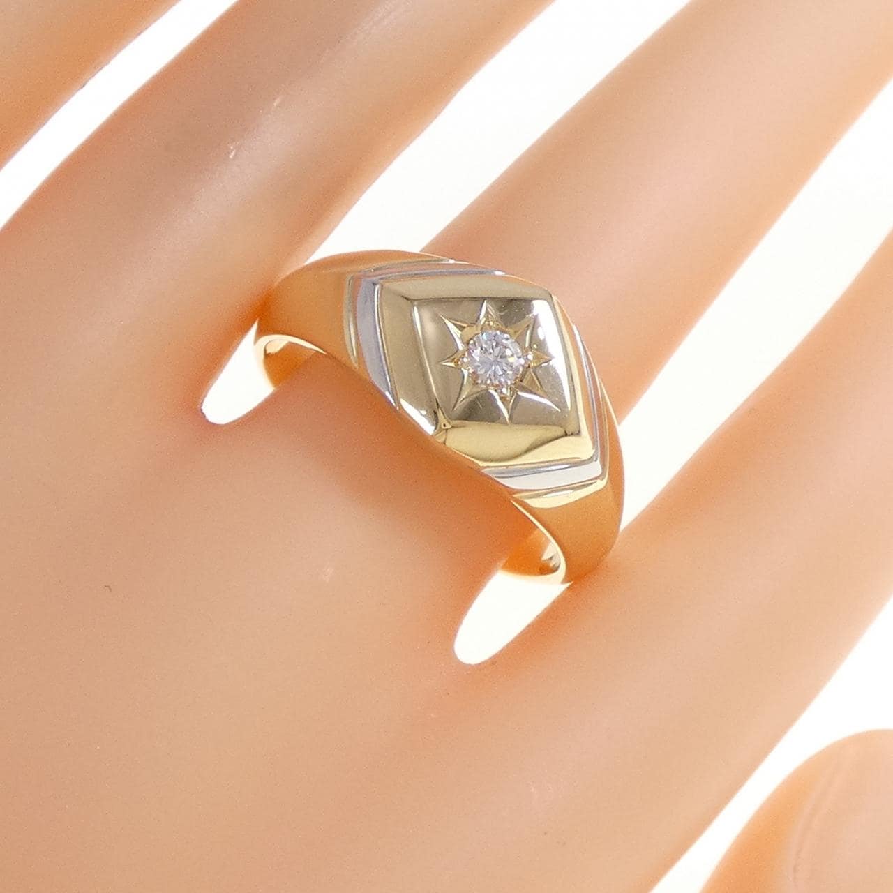 K18YG/PT900 ダイヤモンド リング 0.12CT