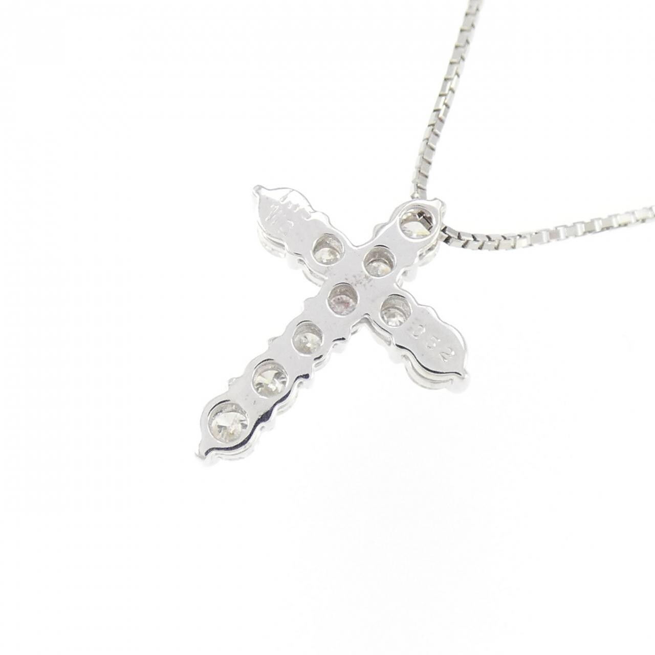 K18WG クロス ダイヤモンド ネックレス 0.52CT