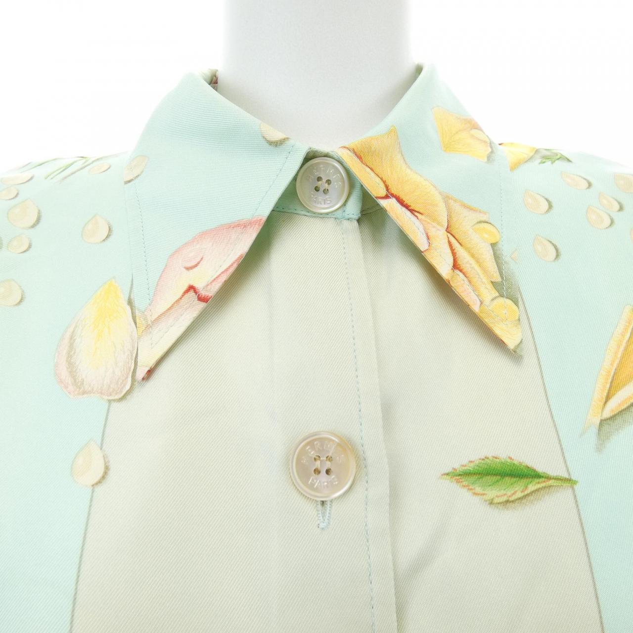 【ヴィンテージ】エルメス HERMES LA ROSEE ツイルレーヌ. シャツ