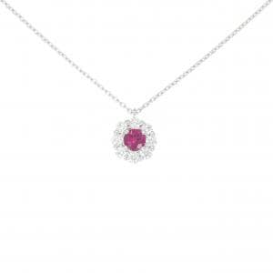 K18WG フラワー ルビー ネックレス 0.341CT