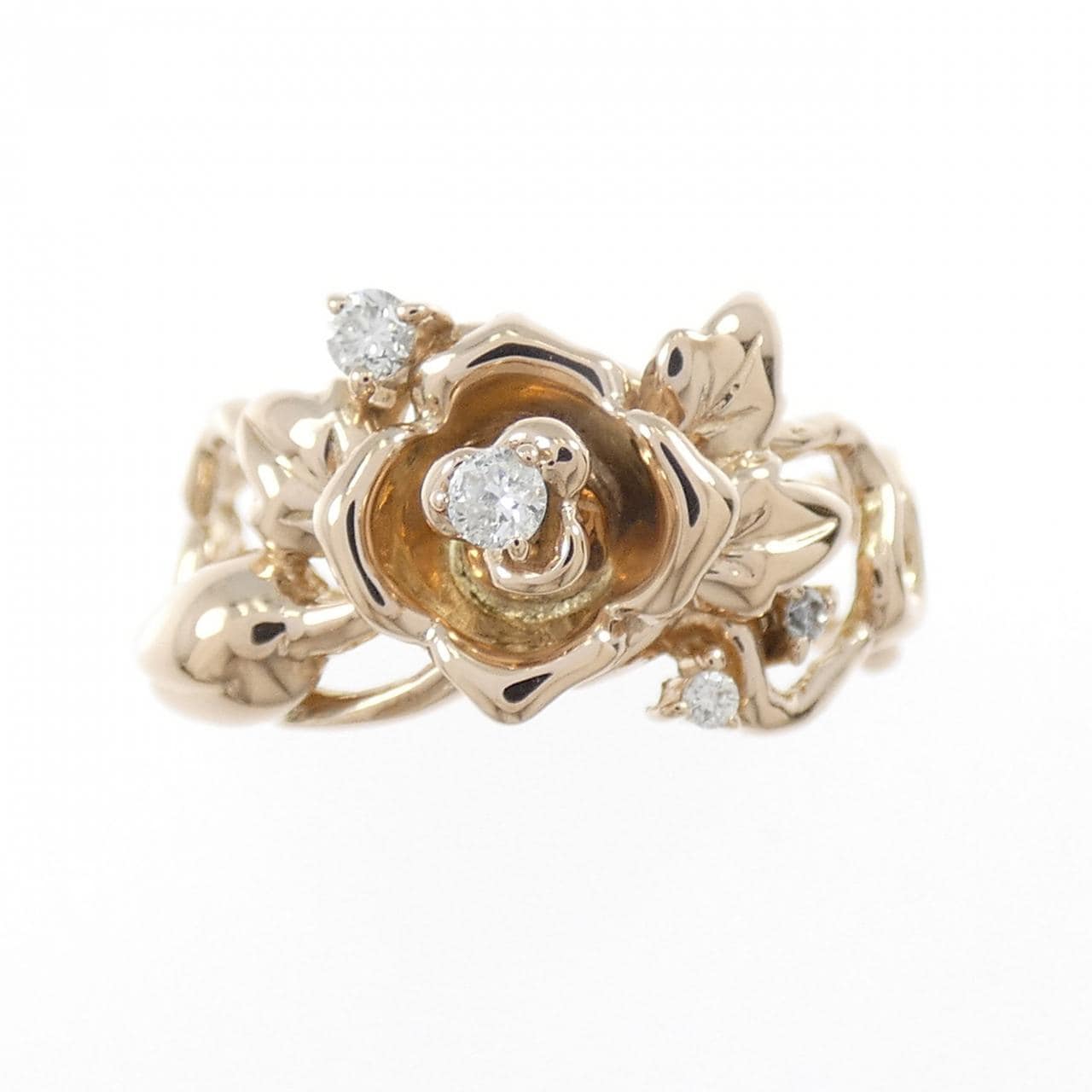 K18PG フラワー ダイヤモンド リング 0.07CT