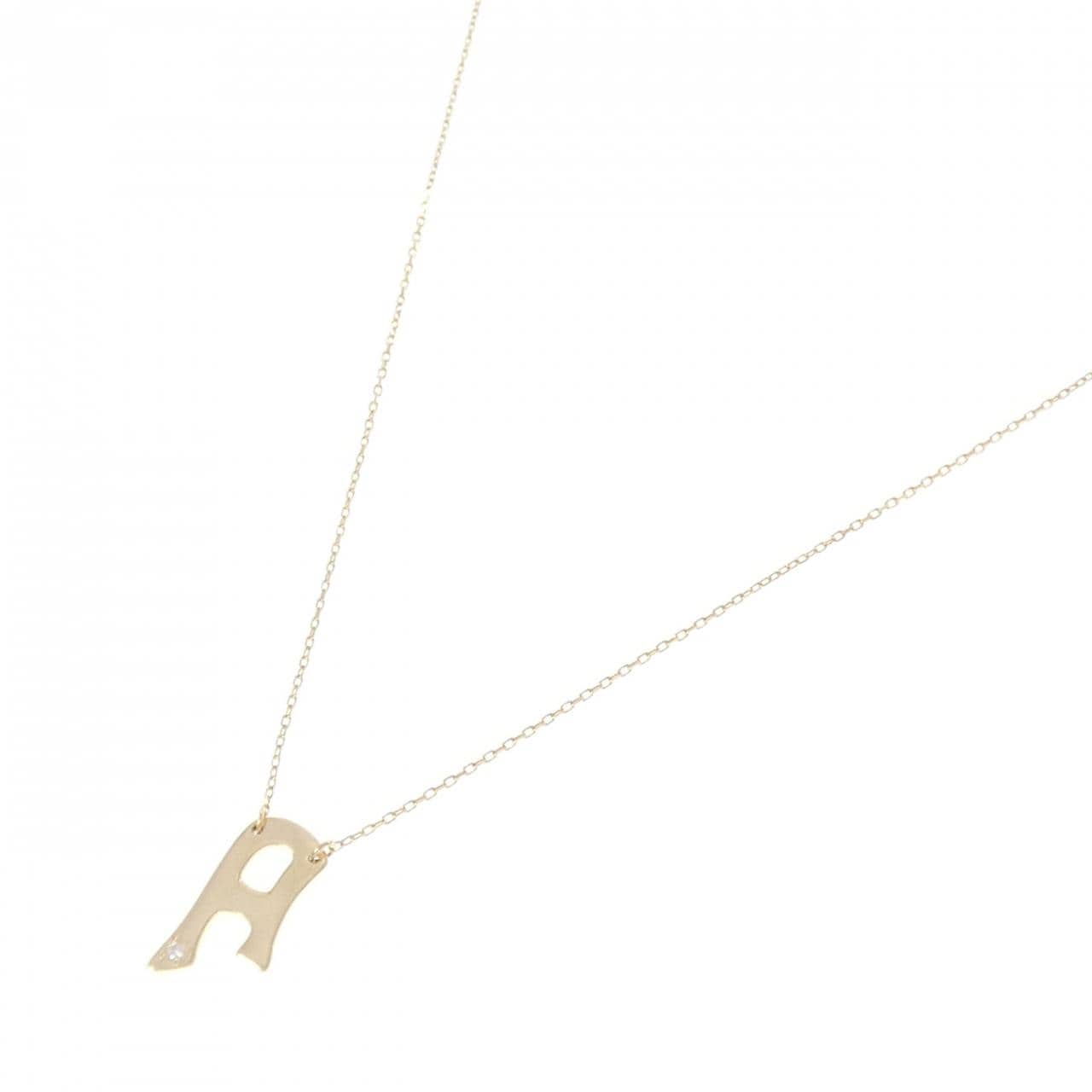 K18YG イニシャルA ダイヤモンド ネックレス 0.02CT