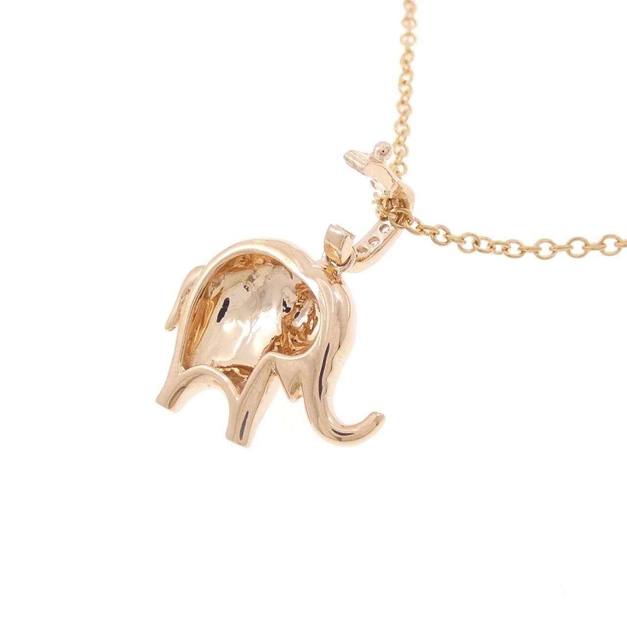 K18PG エレファント ダイヤモンド ネックレス 0.08CT