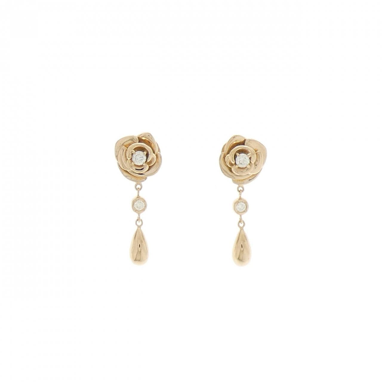 K18PG Rose Diamond Earrings 0.10CT