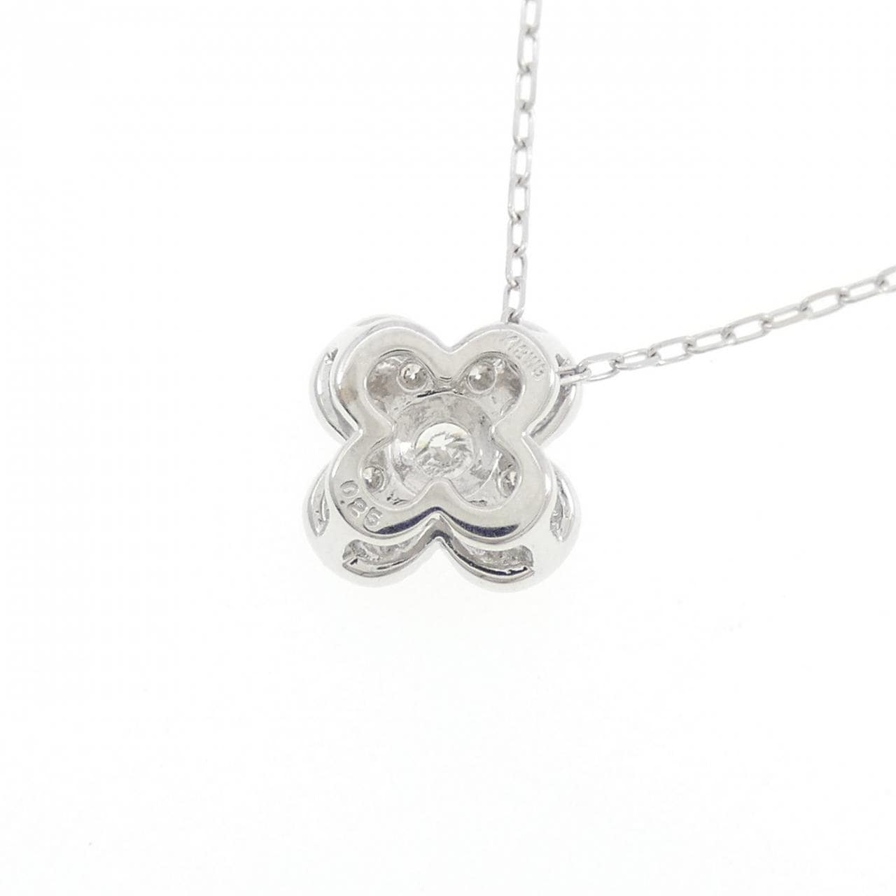 K18WG フラワー ダイヤモンド ネックレス 0.25CT