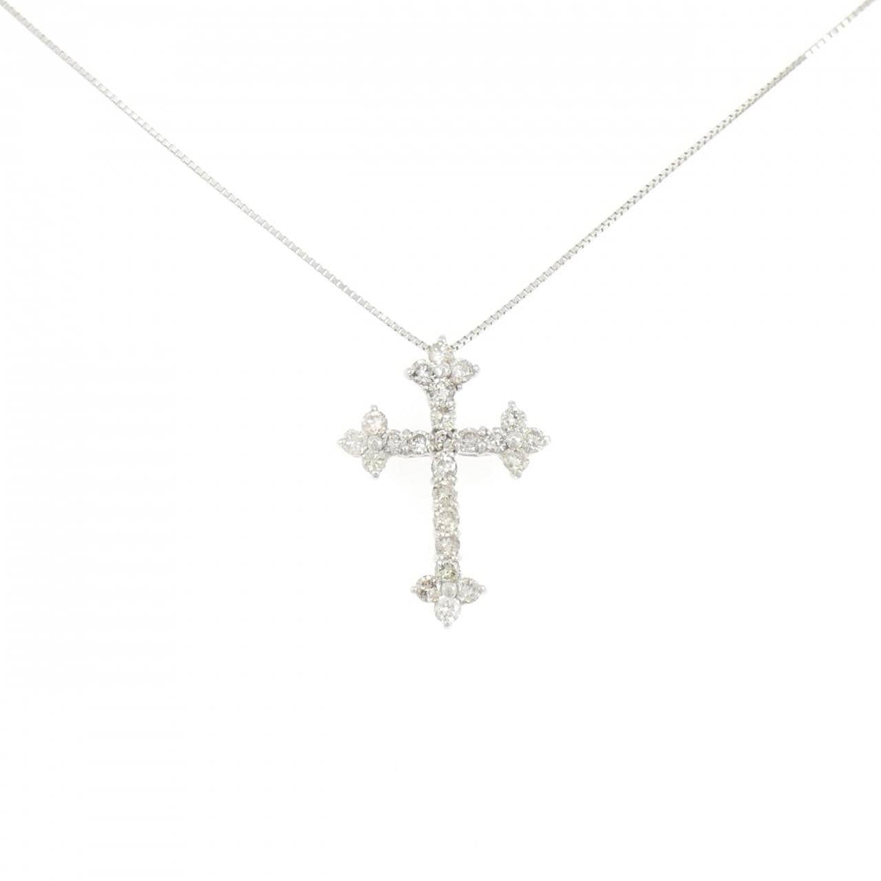 K18WG クロス ダイヤモンド ネックレス 1.00CT