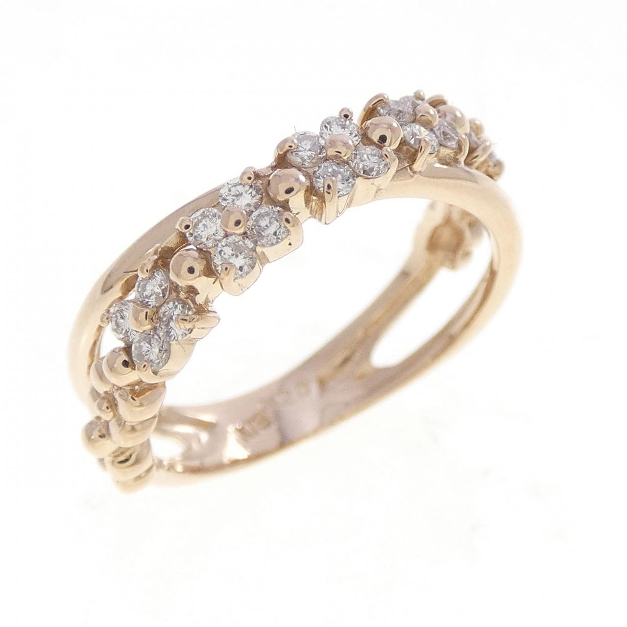 K18PG フラワー ダイヤモンド リング 0.20CT