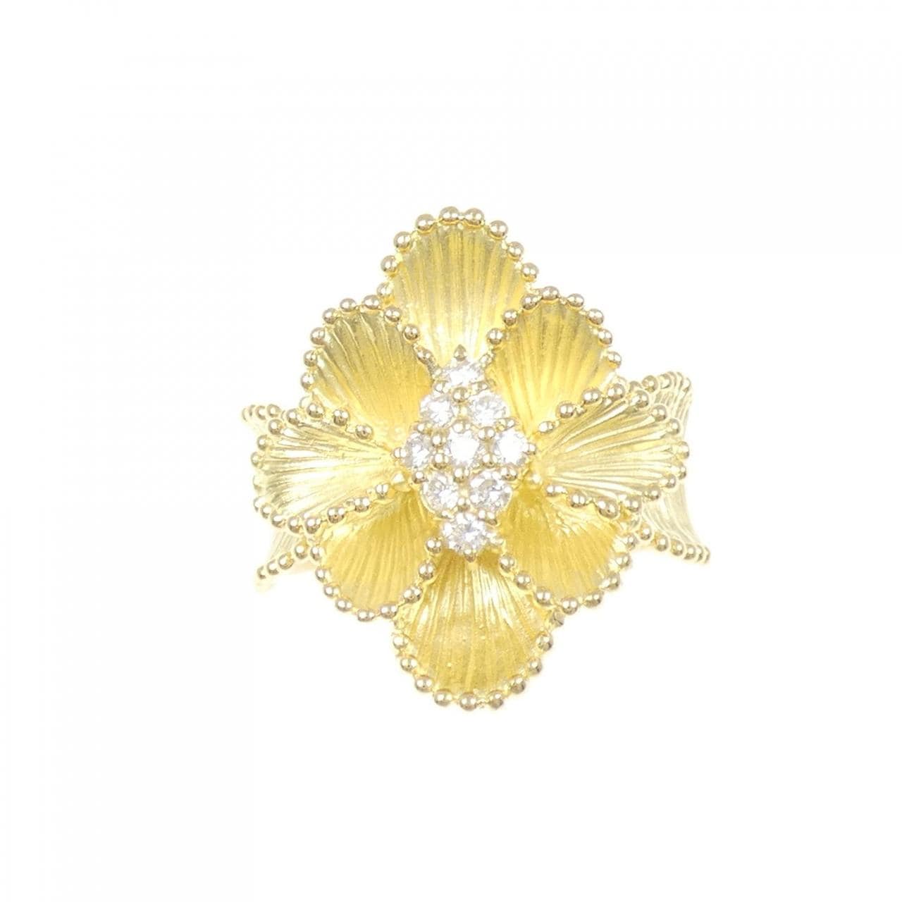 K18YG フラワー ダイヤモンド リング 0.21CT