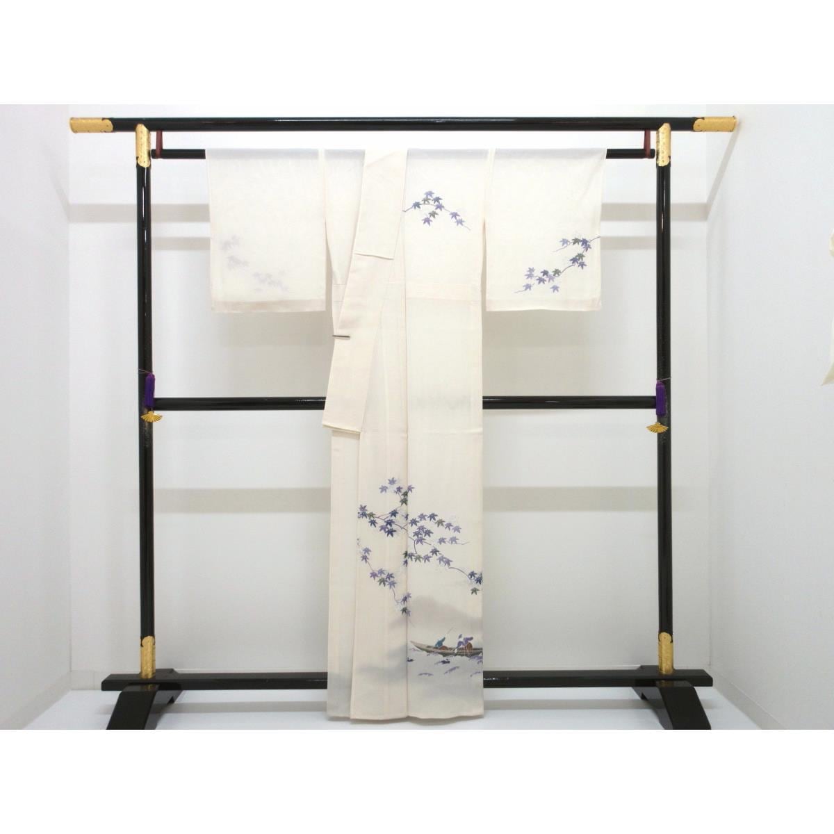 【未使用品】単衣　駒絽訪問着　京銀彩加工　きもの・長襦袢２点セット　身丈Ｓ寸