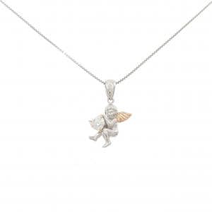 PT900/K18PG/PT850 エンジェル×ハート ダイヤモンド ネックレス 0.370CT