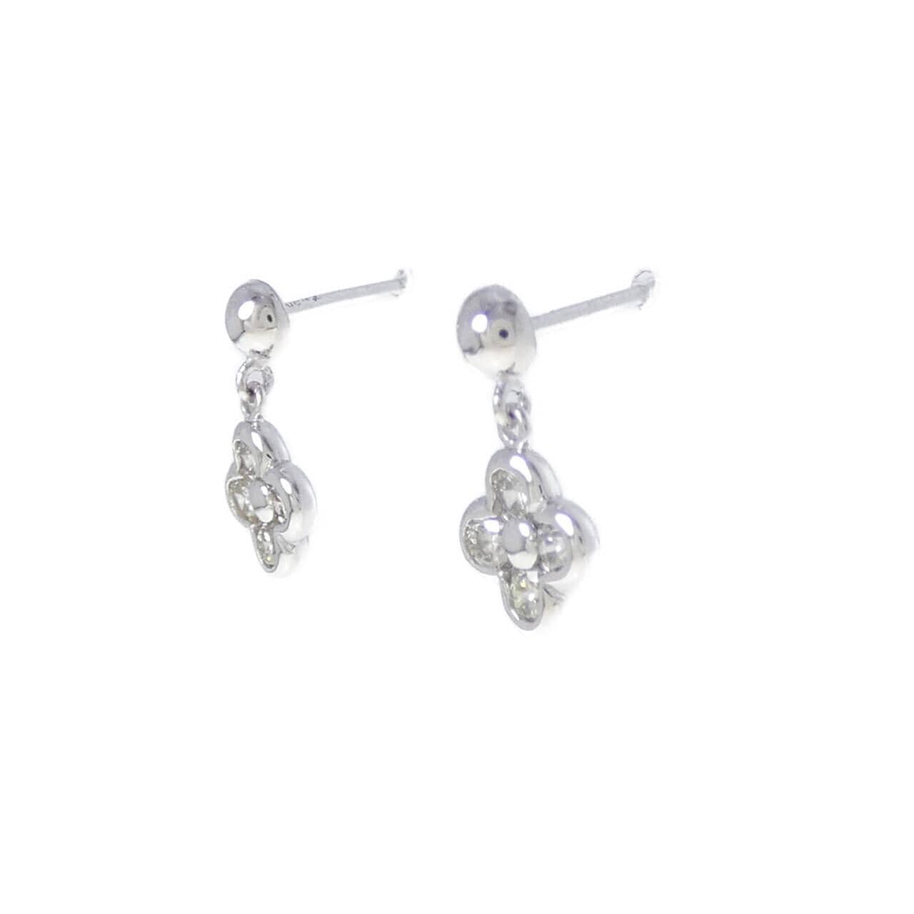 K18WG フラワー ダイヤモンド ピアス 0.32CT