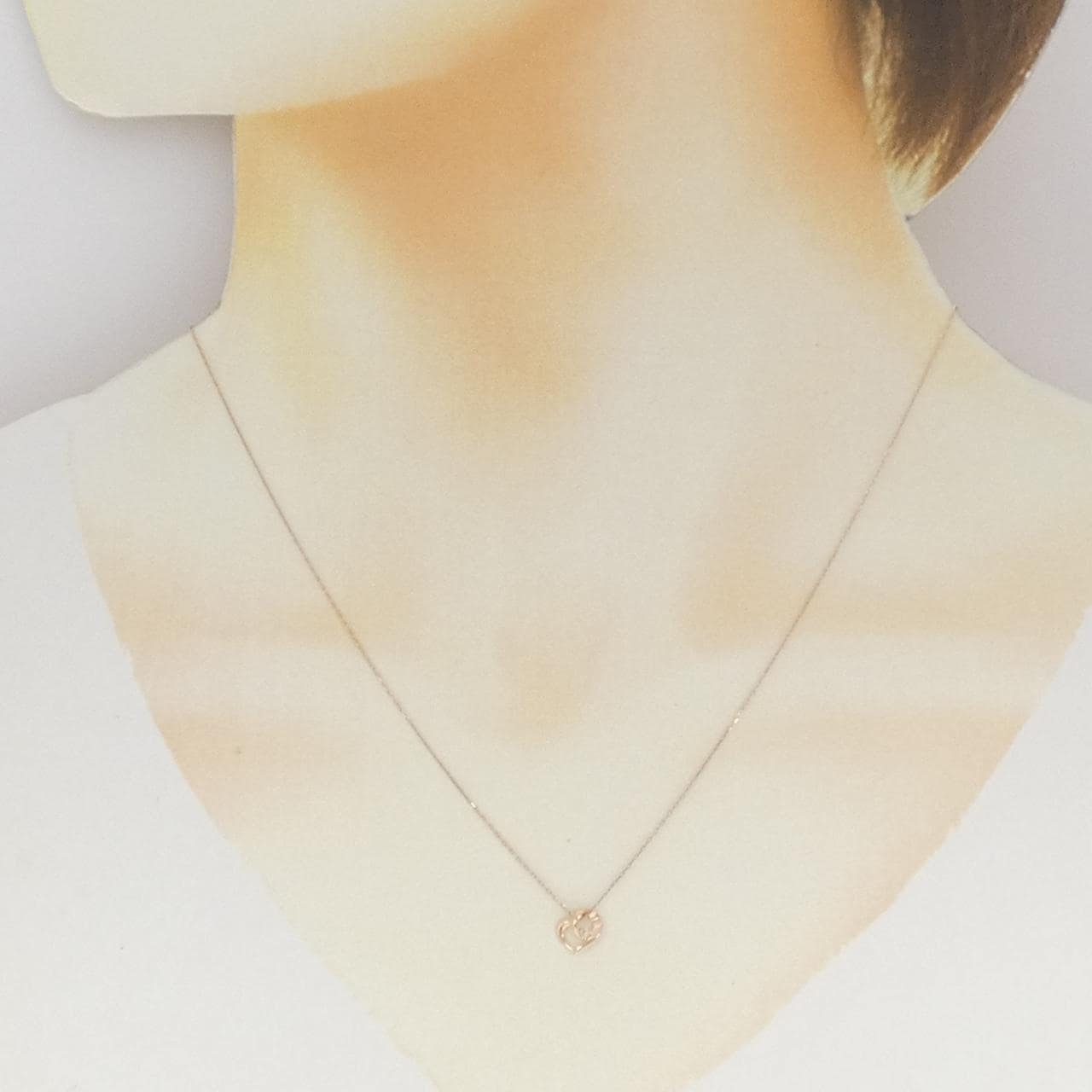 K10PG ハート ダイヤモンド ネックレス