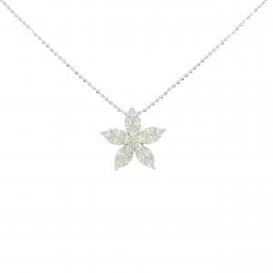 K18WG フラワー ダイヤモンド ネックレス 1.10CT