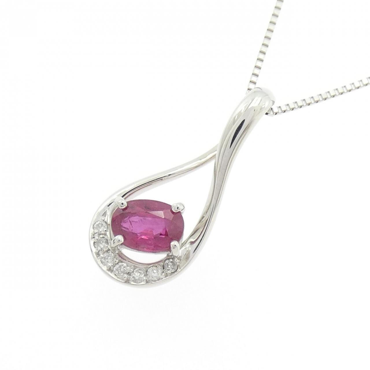 PT900/PT850 ルビー ネックレス 0.65CT